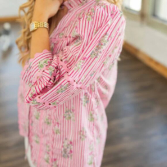 MADDISON 3/4 SLEEVE BUTTON DOWN BLOUSE - Picture 5 of 9